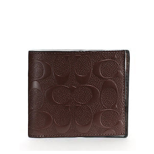 coach compact id wallet in signature leather