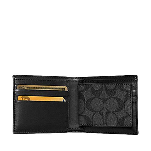 compact id wallet in signature leather